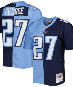 Eddie George Tennessee Titans Mitchell amp Ness 1999 Split Legacy Replica Jersey  NavyLight Blue