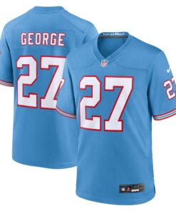 Eddie George Tennessee Titans  Oilers Throwback Retired Player Game Jersey  Light Blue