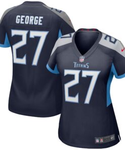 Eddie George Tennessee Titans  Women_s Game Retired Player Jersey  Navy