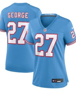 Eddie George Tennessee Titans  Women_s Oilers Throwback Retired Player Game Jersey  Light Blue