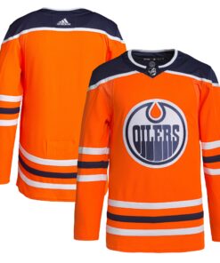 Edmonton Oilers Men_s Home Authentic Jersey  Orange