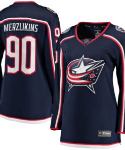 Elvis Merzlikins Columbus Blue Jackets Fanatics Women_s Home Breakaway Jersey  Navy