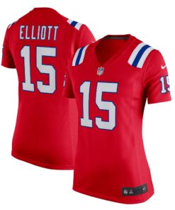 Ezekiel Elliott New England Patriots  Women_s Alternate Game Player Jersey  Red 1