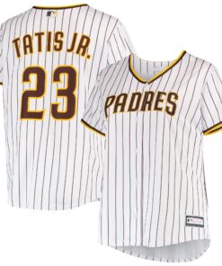 Fernando Tatis Jr. San Diego Padres Women_s Plus Size Replica Player Jersey  WhiteBrown