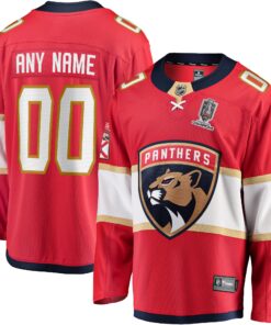  Florida Panthers Fanatics Home 2024 Stanley Cup Champions Breakaway Custom Jerseynbspâ€“ Red