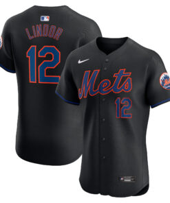 Francisco Lindor New York MetsAlternate Elite Player Jersey  Black