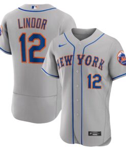 Francisco Lindor New York MetsRoad Authentic Player Jersey  Gray