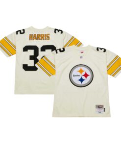 Franco Harris Pittsburgh Steelers Mitchell amp Ness Chainstitch Legacy Jersey  Cream