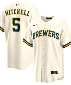Garrett Mitchell Milwaukee BrewersReplica Player Jersey  Cream
