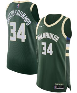 Giannis Antetokounmpo Milwaukee Bucks Authentic Jersey - Icon Edition - Hunter Green