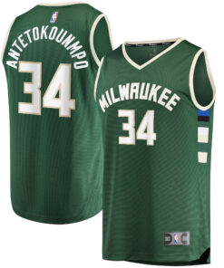 Giannis Antetokounmpo Milwaukee Bucks Fanatics Big &amp Tall Fast Break Player Jersey - Hunter Green - Icon Edition