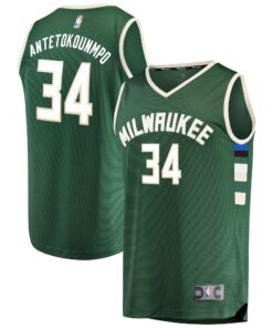 Giannis Antetokounmpo Milwaukee Bucks Fanatics Fast Break Replica Jersey Green - Icon Edition