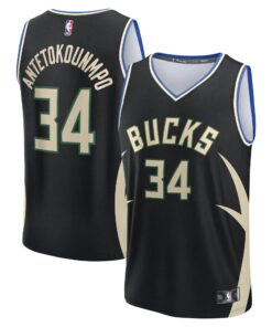 Giannis Antetokounmpo Milwaukee Bucks Fanatics Fast Break Replica Player Jersey - Statement Edition - Black