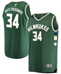 Giannis Antetokounmpo Milwaukee Bucks Fanatics Youth Fast Break Player Jersey Green - Icon Edition