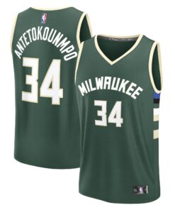 Giannis Antetokounmpo Milwaukee Bucks Fanatics Youth Fast Break Replica Player Jersey - Icon Edition - Hunter Green