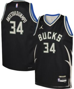 Giannis Antetokounmpo Milwaukee Bucks Jordan Brand Youth Swingman Jersey - Statement Edition - Black