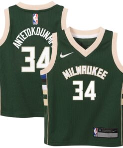 Giannis Antetokounmpo Milwaukee Bucks Preschool Swingman Player Jersey - Icon Edition - Hunter Green