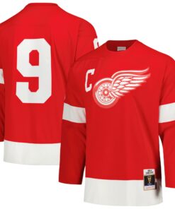 Gordie Howe Detroit Red Wings Mitchell amp Ness Captain Patch 196061 Blue Line Player Jersey  Red