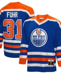 Grant Fuhr Edmonton Oilers Mitchell amp Ness  198687 Blue Line Player Jersey  Royal