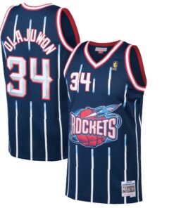 Hakeem Olajuwon Houston Rockets Mitchell &amp Ness 199697 Hardwood Classics Swingman Jersey - Navy