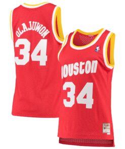Hakeem Olajuwon Houston Rockets Mitchell &amp Ness Women's 199394 Hardwood Classics Swingman Jersey - Red
