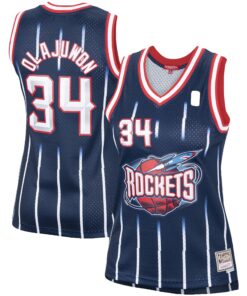Hakeem Olajuwon Houston Rockets Mitchell &amp Ness Women's  Hardwood Classics Swingman Jersey - Navy