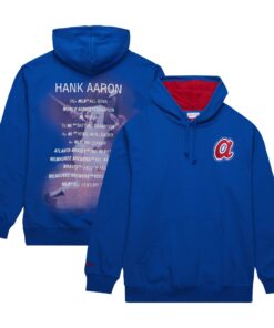 Hank Aaron Atlanta Braves Mitchell amp Ness Vintage Logo Name amp Number Pullover Hoodie  Royal