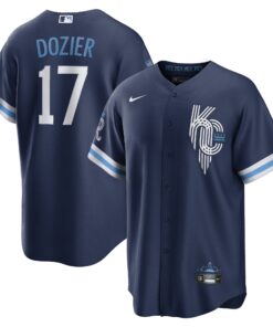 Hunter Dozier Kansas City RoyalsCity Connect Replica Player Jersey  Navy