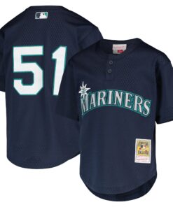 Ichiro Suzuki Seattle Mariners Mitchell amp Ness Youth Cooperstown Collection Mesh Batting Practice Jersey  Navy
