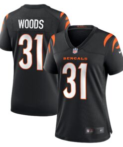 Ickey Woods Cincinnati Bengals  Women_s Retired Player Game Jersey  Black