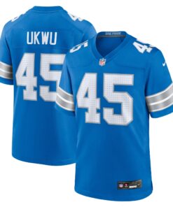 Isaac Ukwu Detroit Lions  Game Jersey   Blue