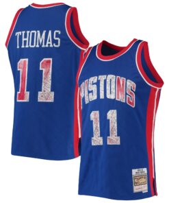 Isiah Thomas Detroit Pistons Mitchell &amp Ness 198889 Hardwood Classics NBA 75th Anniversary Diamond Swingman Jersey - Blue