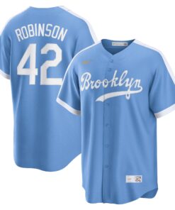 Jackie Robinson Brooklyn DodgersAlternate Cooperstown Collection Player Jersey  Light Blue