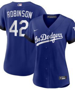 Jackie Robinson Los Angeles DodgersWomen_s City Connect Replica Player Jersey  Royal