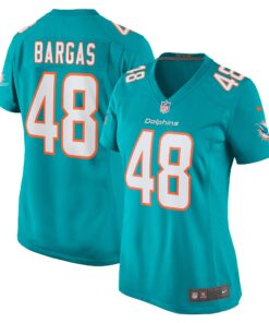 Jake Bargas Miami Dolphins  Women_s Home Game Player Jersey  Aqua