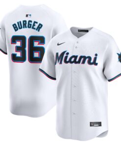 Jake Burger Miami MarlinsHome Limited Player Jersey  White