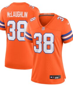 Jaleel McLaughlin Denver Broncos  Women_s Mile High Collection 1977 Throwback Player Game Jersey  Orange