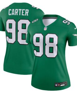 Jalen Carter Philadelphia Eagles  Women_s Legend Jersey  Kelly Green