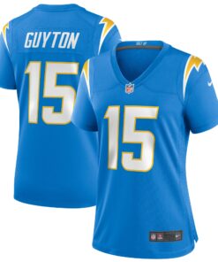 Jalen Guyton Los Angeles Chargers  Women_s Player Game Jersey  Powder Blue