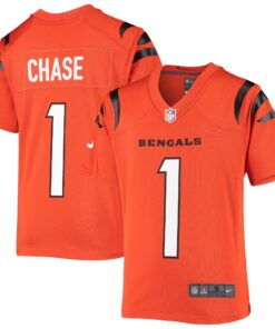 Ja_Marr Chase Cincinnati Bengals  Youth Game Jersey  Orange