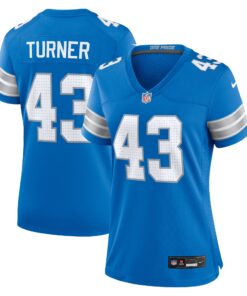 James Turner Detroit Lions  Women_s Game Jersey   Blue