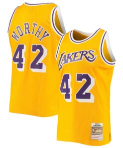 James Worthy Los Angeles Lakers Mitchell &amp Ness 198485 Hardwood Classics Swingman Jersey - Gold