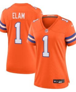 Jason Elam Denver Broncos  Women_s Mile High Collection 1977 Throwback Retired Player Game Jersey  Orange