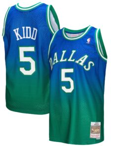Jason Kidd Dallas Mavericks Mitchell &amp Ness 199495 Hardwood Classics Fadeaway Swingman Player Jersey - GreenNavy