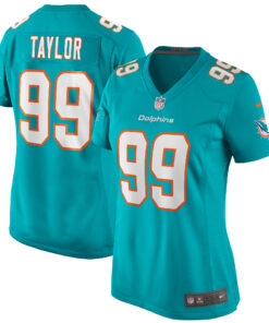 Jason Taylor Miami Dolphins  Women_s Game Retired Player Jersey  Aqua