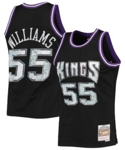 Jason Williams Sacramento Kings Mitchell &amp Ness 200001 Hardwood Classics NBA 75th Anniversary Diamond Swingman Jersey - Black