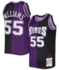 Jason Williams Sacramento Kings Mitchell &amp Ness Hardwood Classics 200001 Split Swingman Jersey - PurpleBlack