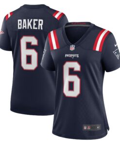 Javon Baker New England Patriots  Women_s Team Game Jersey   Navy