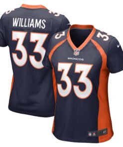 Javonte Williams Denver Broncos  Women_s Home Game Player Jersey  Navy 1
