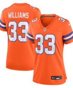 Javonte Williams Denver Broncos  Women_s Mile High Collection 1977 Throwback Player Game Jersey  Orange